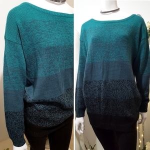 🔥H&M⚡SALE⚡Green-Black💚Boat Neck☆Long Sleeve Sweater